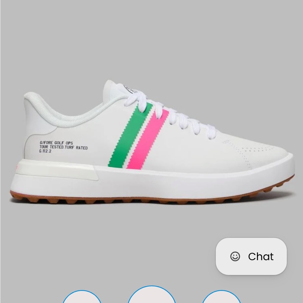 GFORE Golf Sneaker with Pink & Green Stripes